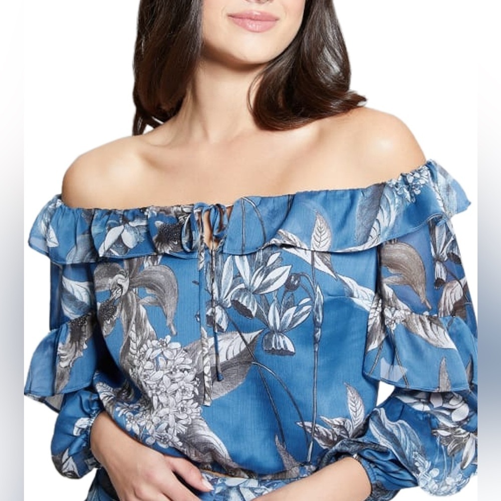 GUESS Women's‎ Shani Floral Print Off-The-Shoulder Top XS